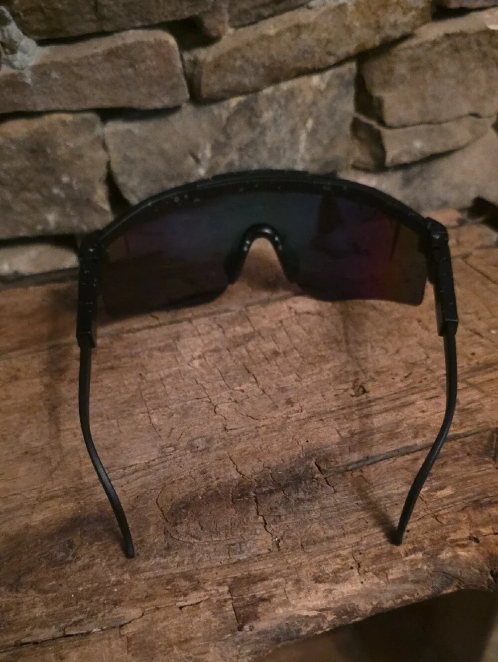 Pit Viper Rainbow Mirrored Visor Sunglasses with Black Frame